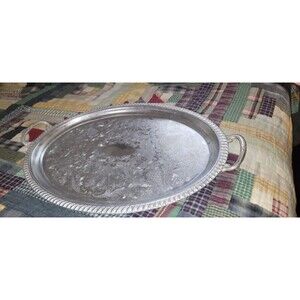 Large Silver Serving Tray Butler Tray W Handles Lightweight 124.25" x 16.25"